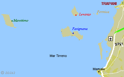 Mappa dell'arcipelago delle Egadi.